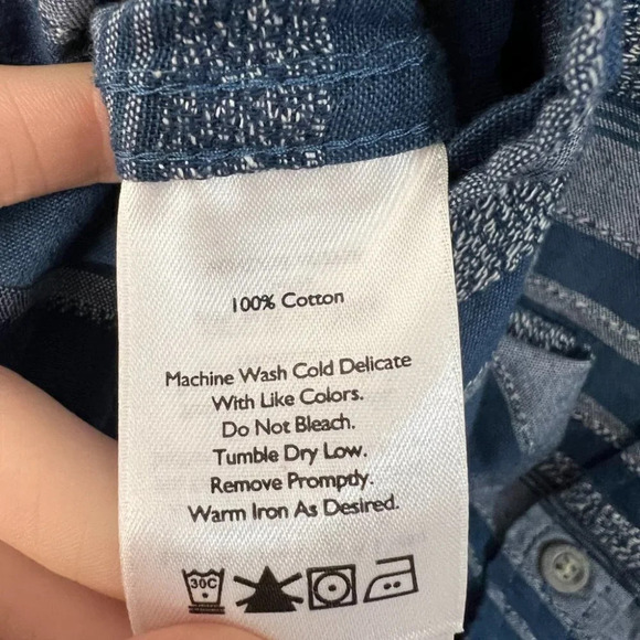 Eddie Bauer Mens 2XL Blue Navy Stripe Button Down Shirt Short Sleeve - Picture 4 of 5